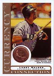 2003 Topps Gallery Currency Connection Coin Relic Larry Walker #CC-LW Canadian 1 Cent 