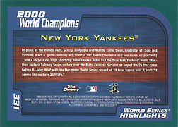 2001 Topps Chrome World Series Highlights #331 Back