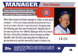 2005 Topps Retired Signature Don Zimmer Black #19 Back