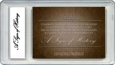 2013 A Sign of History Cut Autograph 1/1 Don Zimmer Back