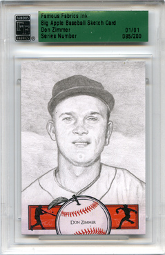 2014 Famous Fabrics Ink Big Apple Baseball Sketch Card 1/1 #NN Front